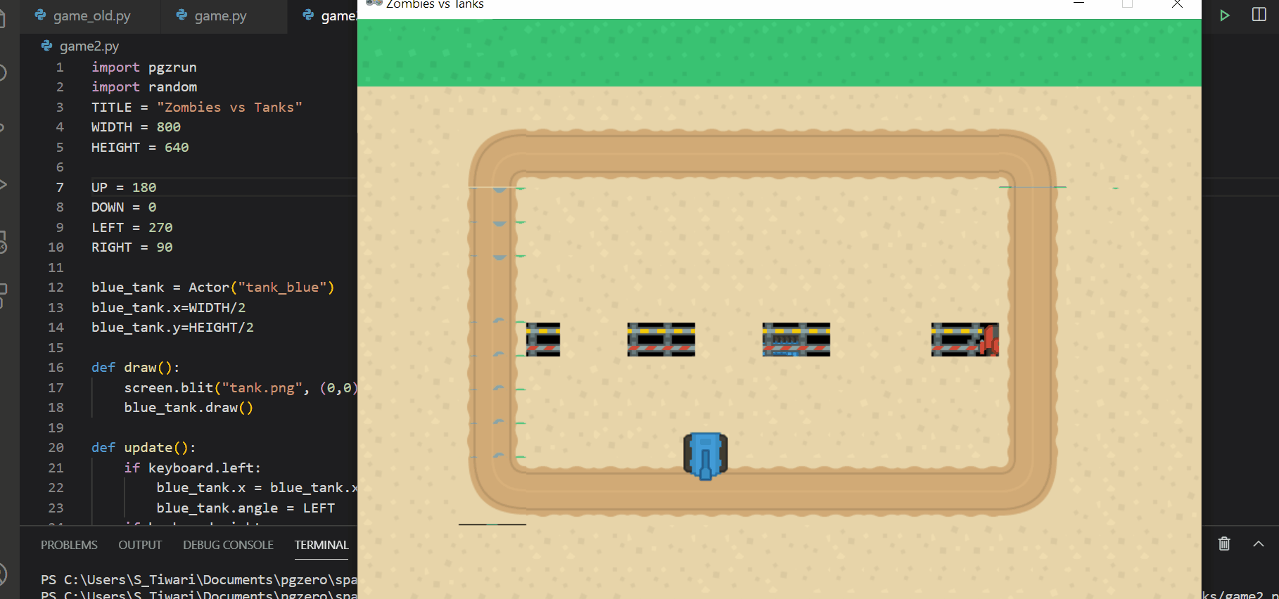 Zombies vs Tanks: A Simple game in Python and Pygame Zero